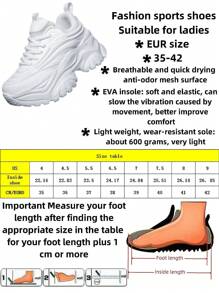 Women's Outdoor Platform Wedge Sneakers, Pure White High-Heel Casual Shoes, Super Lightweight And Comfortable, Round Toe Lace-Up, Breathable Mesh Fabric, Suitable For Daily, Workout, Office, Dating - 7CM Height Increase