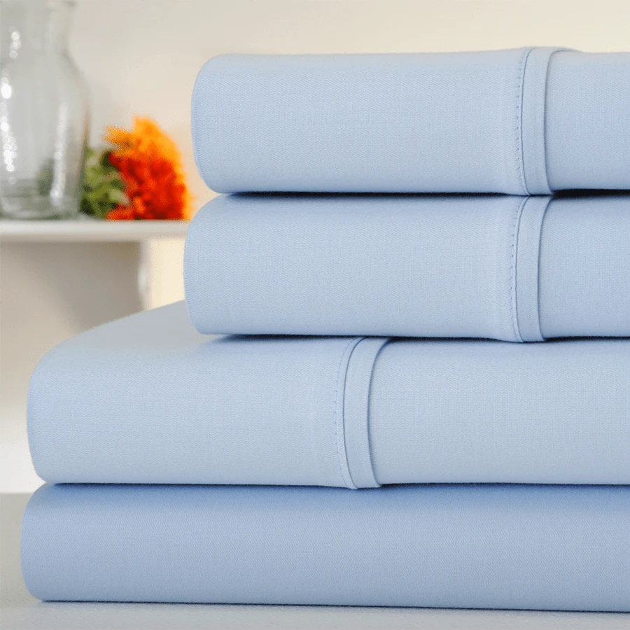 Luxury Home 1000 Thread Count Egyptian Cotton Sheet Set - 天藍色 - 查看 1
