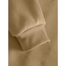 Women's Sweatshirt, Round Neck, Plain Flannel, Variety Of Colors, Crew Neck Cotton With Rib - Màu be - Xem 3