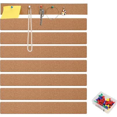 5/3/1 件装毛毡钉板条形布告板软木板，背面带胶，带 50 个图钉，不损坏墙壁，适用于办公室、学校、家庭墙壁装饰贴纸、备忘录、日程表、照片展示