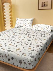 1 Peça Capa de Colchão Estampada com Flores e Galhos, Capa de Cama Estampada para Quarto (Fronha Não Incluída)