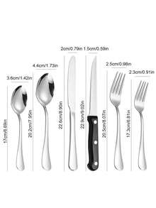 6/24/36pcs Stainless Steel Flatware Set, Includes Knife Fork Spoon, Suitable For Kitchen, Restaurant, Hotel, Party,Kitchen,Christmas Gift - Silver - View 3