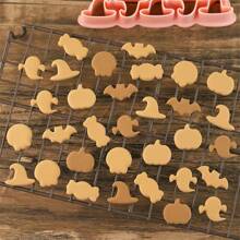 Cookie Cutter Set, Cartoon Small Pumpkin, Ghost & Bat Shape 3D Baking Molds DIY Press Tool - Pink - View 4