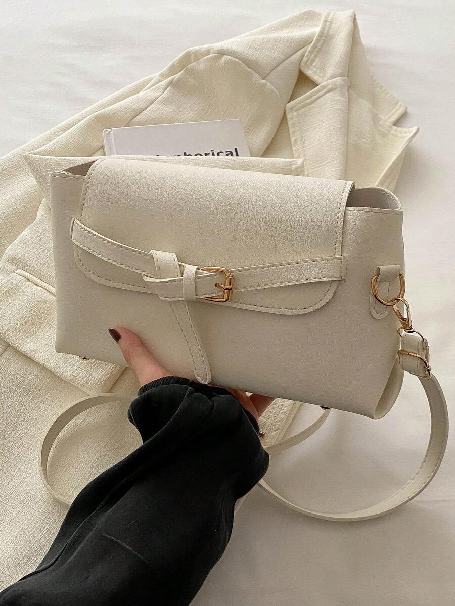 带钳蝴蝶结纯色翻盖斜挎包复古轻便商务休闲黑色翻盖包复古结饰细节 PU 适合少女、女大学生、新人及白领人士 非常适合办公室、大学、工作、商务、通勤、户外、旅游、郊游