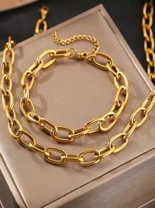 2pcs Stainless Steel DIY Necklace Bracelet Fine Minimalist Single Chain Necklace Fine Colorfast High Quality Adjustable Necklace For Women Jewelry