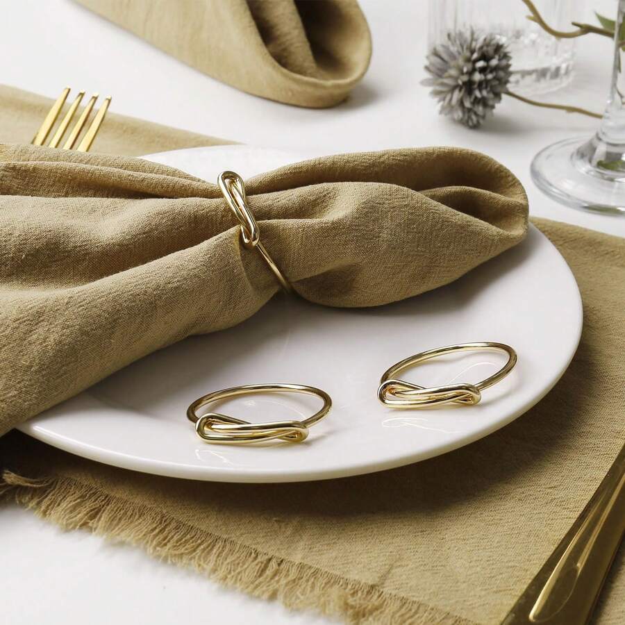 50 Chiếc Vòng Khăn Ăn Bằng Vàng, Giá Đỡ Khăn Ăn Bằng Kim Loại Chắc Chắn, Phong Cách Hiện Đại, Dùng Làm Quà Cưới, Trang Trí Bàn Ăn, Lễ Tạ Ơn, Giáng Sinh, Halloween - Vàng - Xem 1