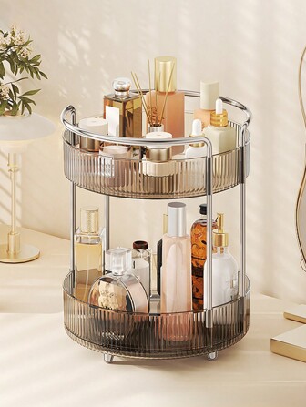 360° Rotating Cosmetic Storage Box - Large Capacity Vanity Organizer, Hold Skincare, Perfumes, Lipsticks And Brushes - Rotating Makeup Carousel