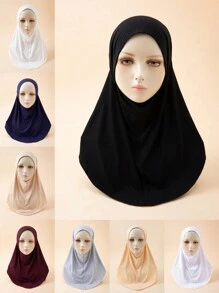 1 件女士柔软弹力莫代尔头巾，纯色多功能户外头带长袍配饰日常帽子女士面纱 - 彩色 - 查看 1