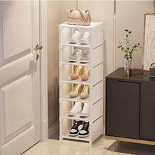 1pc Multi-Layer Shoe Rack Storage Organizer, Household Simple Assemble Folding Space Saving Shoes Cabinet For Indoor Dorm Room Or Small Apartment - White - View 5