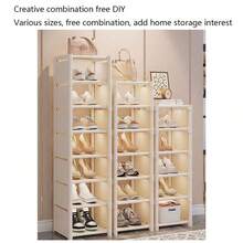 1pc Multi-Layer Shoe Rack Storage Organizer, Household Simple Assemble Folding Space Saving Shoes Cabinet For Indoor Dorm Room Or Small Apartment - White - View 7