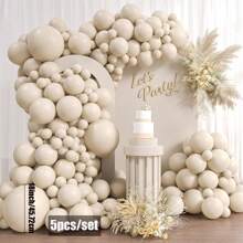 Juego de 5/50/103 piezas de globos con decoración de arco y corona de color crema y arena blanca, 18 12 10 globos de 5 pulgadas de color beige marfil para decoración de fiesta de cumpleaños en diferentes tamaños, Navidad - Blanco arena - Ver 4