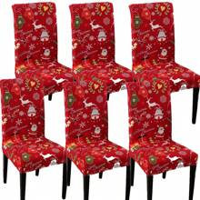 1 Stück/4 Stücke/6 Stücke Stuhlbezüge mit Weihnachtsmann Muster als Weihnachtsdekoration, weicher universell passender Schreibtisch Bezug, abnehmbar und waschbar Anti-Staub Stretch Stuhlschutz
