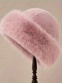 1pc Women Luxury Faux Fur Winter Hat - Thick & Fluffy, With Ear Protection | Lightweight Stretchy Polyester | Machine Washable Winter Outfits