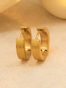 1set/4pcs New Round Roman Numerals Bracelet Stainless Steel Enamel Bangles Ring Earrings Jewelry Set Women Orange Color - Gold Color - View 3