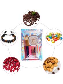 50pcs Resealable Foil Pouch Bags, Self-Sealing Laser Bags, Mylar Bag With Flat Zip Lock With Clear Front, For Food Storage Pouches, Candy Snacks, Lipsticks, Beads, Retail Packaging And Display Of Jewelry, Crafts, Nail Art And False Eyelashes, Christmas Valentine Day - Multicolor - View 3