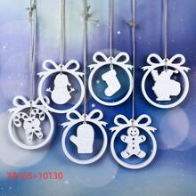 Khuôn silicon trang trí Giáng sinh tự làm - Hình bánh gừng, ông già Noel, tất và kẹo mía, thích hợp cho thạch cao hương liệu, đồ thủ công trang trí nhà cửa và xe hơi - trắng - Xem 5