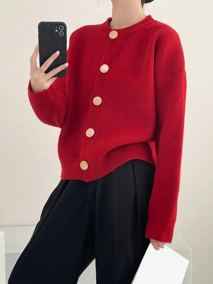 Women's Simple Casual Knitted Cardigan For Spring, Autumn And Winter