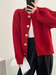 Women's Simple Casual Knitted Cardigan For Spring, Autumn And Winter