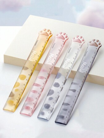 1 件随机猫爪形 15 厘米创意不对称尺，文具测量工具，学校用品，返校