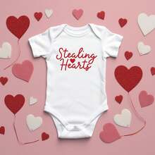 Stealing Hearts Cursive | Baby Graphic Short Sleeve Bodysuit