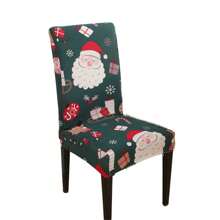 1 Stück/4 Stücke/6 Stücke Stuhlbezüge mit Weihnachtsmann Muster als Weihnachtsdekoration, weicher universell passender Schreibtisch Bezug, abnehmbar und waschbar Anti-Staub Stretch Stuhlschutz