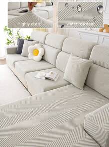 1pc All-Season Stretch Sofa Slipcover, Anti-Slip/Water-Resistant Full Cover Couch Cover For Living Room Bedroom, Pet-Friendly, Removable And Machine Washable, Fits L-Shaped And 1/2/3/4 Seater Sofas - Light Grey - View 1