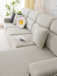 1pc All-Season Stretch Sofa Slipcover, Anti-Slip/Water-Resistant Full Cover Couch Cover For Living Room Bedroom, Pet-Friendly, Removable And Machine Washable, Fits L-Shaped And 1/2/3/4 Seater Sofas - Light Grey - View 4