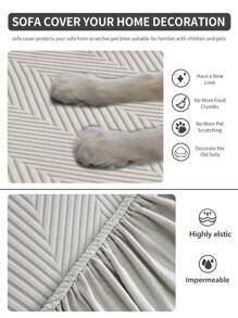 1pc All-Season Stretch Sofa Slipcover, Anti-Slip/Water-Resistant Full Cover Couch Cover For Living Room Bedroom, Pet-Friendly, Removable And Machine Washable, Fits L-Shaped And 1/2/3/4 Seater Sofas - Light Grey - View 9