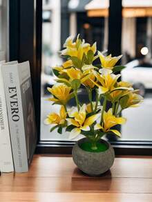 1 件 30 厘米人造蝴蝶兰植物，装饰盆栽假花，带石质花盆 - 彩色 - 查看 12