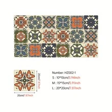 18 peças de piso de ladrilho de PVC retrô europeu para quarto, banheiro, cozinha, decoração de piso, autoadesivo à prova d'água, à prova de umidade, resistente a óleo, resistente a manchas, prático, estilo moderno e simples, espessado e autoadesivo