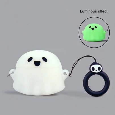 1 件夜光可爱卡通幽灵耳机盒适用于 1/2/Pro/3/Pro2/4 蓝牙耳机