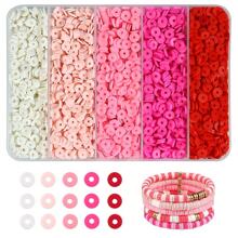 2000 buc Kit margele de argilă 5 grile 6 mm margele distanțiere polimerice de culoare curcubeu pentru fabricarea de bijuterii DIY colier brățară cercei pandantiv