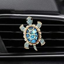 1pc/3pcs Alloy Rhinestone Crystal Gemstone Decor Sea Turtle Car Air Vent Clip Fragrance Holder, Creative Car Interior Fragrance Decor