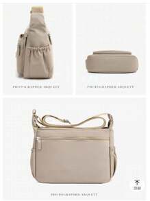Women's Crossbody Bag, Casual Multi-Pocket Zipper Shoulder Bag - màu đen - Xem 3