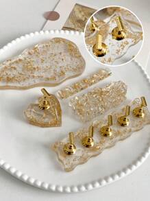 Acrylic Rhinestone Gold Foil Nail Art Palette, Brush Holder, Nail Practice Tip, Resin Crystal Beads And Laser Flower Decor DIY Kit - For Home Salon, Bridal, Valentine, Mother, Sister, Girlfriend