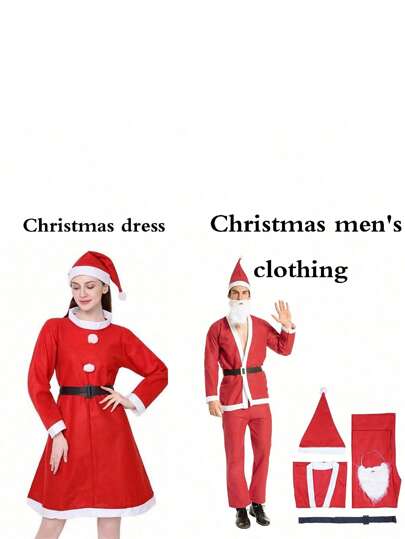 5 Pieces/Set Of Men's Santa Claus Costumes, 5 Pieces Set Of Luxury Santa Claus Costumes, Adult Men's Santa Claus Costumes, And Santa Claus Costumes,Christmas