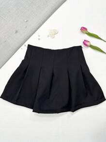 Fashion Shorts Ruffled Tailored Fabric - Negro - Ver 1