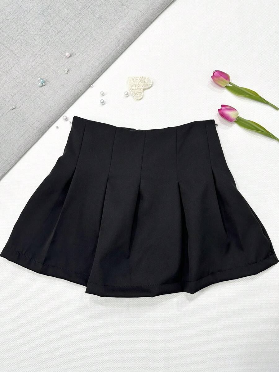 Fashion Shorts Ruffled Tailored Fabric - Negro - Ver 1