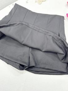 Fashion Shorts Ruffled Tailored Fabric - Negro - Ver 2