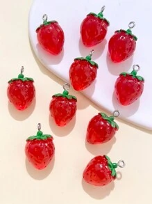 10pcs/30pcs/50pcs/100pcsset Fashion Polyresin Strawberry DIY Pendant For Women For Jewelry Making - Red - View 2
