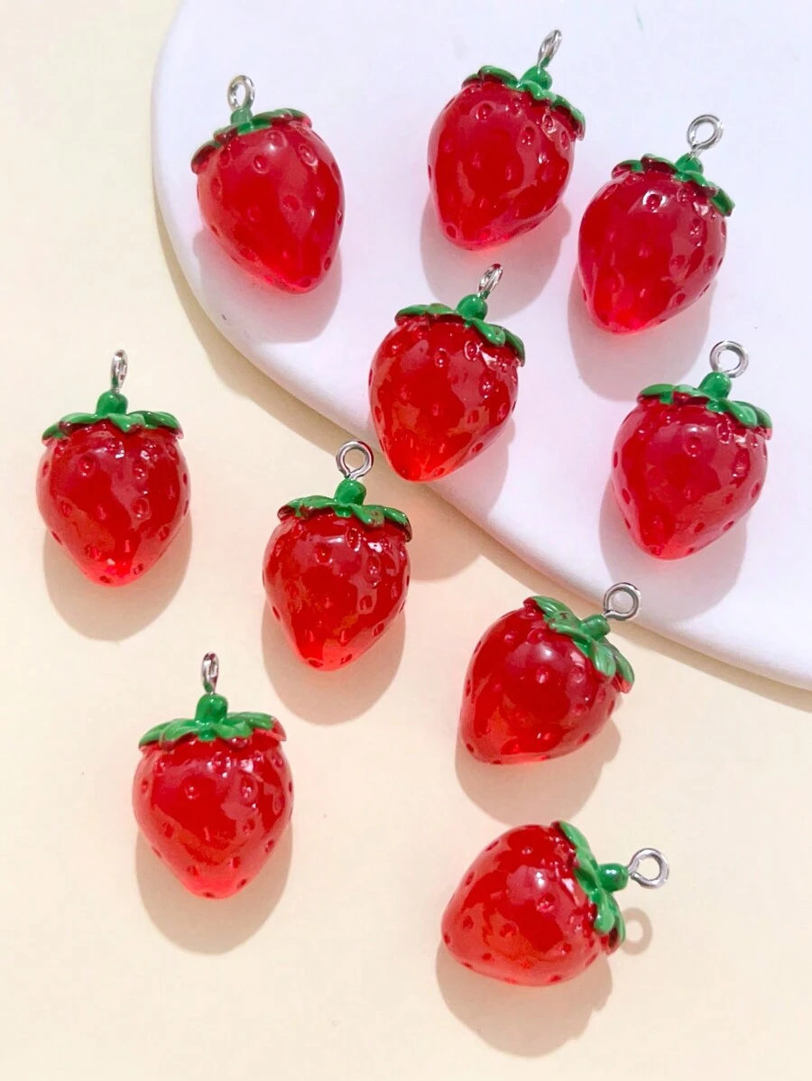 10pcs/30pcs/50pcs/100pcsset Fashion Polyresin Strawberry DIY Pendant For Women For Jewelry Making