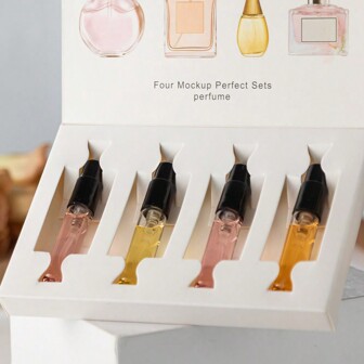 Four Perfume Filled With Sample Spray Meet Real Cocoa Sweethearts With The Same Taste. Long Lasting Fragrance Case Is Convenient For Women To Carry