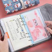 1 件会计笔记本，家庭财务详细分类账便笺本，带活页，可爱日式收纳整理袋收纳袋 - 彩色 - 查看 5