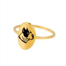 [Custom] Personalized Cartoon Animal Ring Laser Marking Dog Bulldog Ring Men's And Women's Stainless Steel Jewelry School Season Graduation Season Birthday Special Festival Giving Students Customized Commemorative Gifts