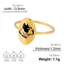 [Custom] Personalized Cartoon Animal Ring Laser Marking Dog Bulldog Ring Men's And Women's Stainless Steel Jewelry School Season Graduation Season Birthday Special Festival Giving Students Customized Commemorative Gifts