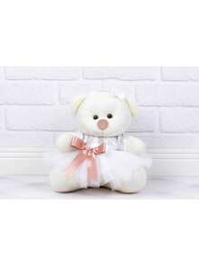 Couple Of Bears For Engagements And Wedding Parties Plush Straw Page Boy And Flower Girl With Colorful Bow And Ties - 26 Cm - 乾枯玫瑰色 - 查看 3