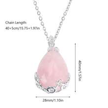 1件新款毛衣链泪滴形天然石玫瑰项链女士清新吊坠首饰礼品 - 水滴花邊吊墜 - 查看 2