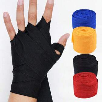 1 对专业训练拳击手缠手带，运动健身阻力带吸汗弹性拳击绷带，黑色、红色、蓝色和黄色