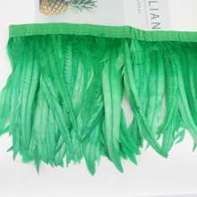 1 yard Ruban à franges de plumes de queue de coq simulées colorées de 25-30 cm, plumes teintes pour robe de mariée, jupe, artisanat, accessoire DIY, artisanat pour vêtements