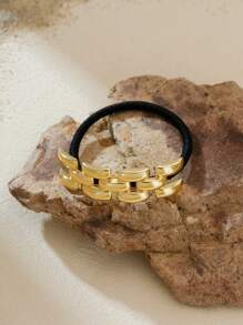 3pcs/1pc Elegant Alloy Solid Colour Bow Hair Tie Geometric Shape Hair Ties - High Quality Bouncy Metal Women's Hair Ties - Simple Everyday Hair Ties Valentine's Day Valentines Ponytail Holders Hair Elastics Hair Rubber Bands Scrunchies Hair Rope Elastic Hair Tie